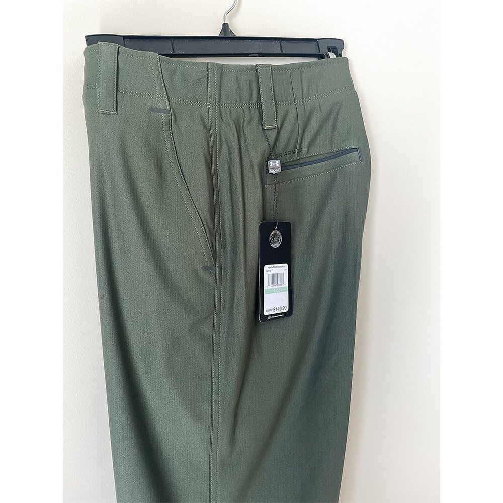 NWT Under Armour Golf Pants Army Green Herringbone 34/32